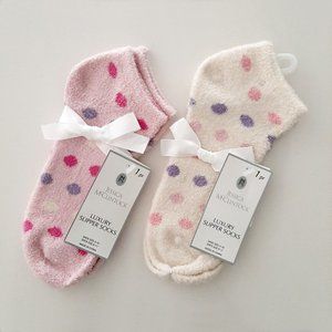 Bundle of 2 Pair Jessica McClintock Slipper Socks (Fuzzy Socks/Furry Socks) 9-11